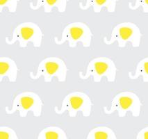 Gray and yellow elephants pattern. Cute vector seamless background.