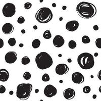 Abstract vector seamless pattern. Dots background with round brush strokes. Monochrome hand drawn pattern.