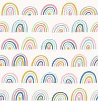Hand drawn geometric abstract pattern. Cute rainbow vector seamless background in doodle style. Bright colors.