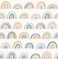 Hand drawn geometric abstract pattern. Cute rainbow vector seamless background in doodle style. Bright colors.