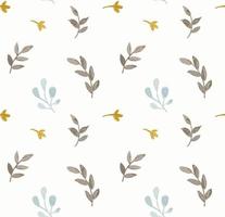 Hand drawn seamless pattern with branches, leaves and flowers. Vector watercolor background in pastel, fall colors.