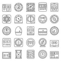 Time measure icon set, outline style vector