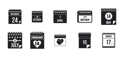 Calendar date icon set, simple style vector