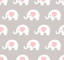 Cute elephants pattern. Seamless background. Pink, taupe, white pattern. vector