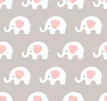 Cute elephants pattern. Seamless background. Pink, taupe, white pattern. vector