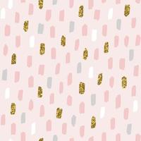 Brush strokes pattern. Seamless geometric abstract vector background in pink and gold.