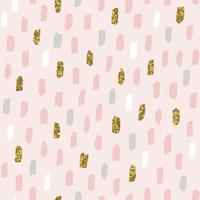 Brush strokes pattern. Seamless geometric abstract vector background in pink and gold.