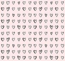 Doodle heart vector pattern. Hand drawn ink seamless background. Abstract girly feminine print design.