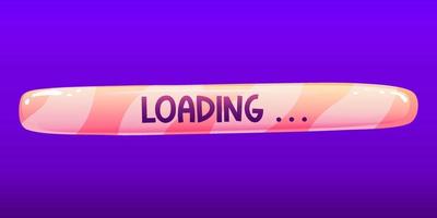 Cartoon loading bar for game interface. Filled bar to download or show resources. Design element. Vector cartoon illustration. Web ui design