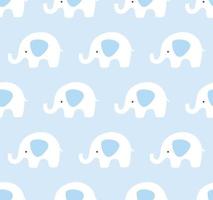 Seamless elephants pattern. Cute animal texture background. Blue and white pattern. vector