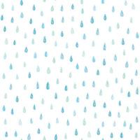 Doodle vector pattern with rain drops. Hand drawn seamless spring abstract background in shades of blue.