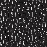 Seamless vector pattern with music notes. Black and white abstract background.