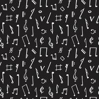 Seamless vector pattern with music notes. Black and white abstract background.