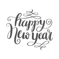 Happy New Year hand lettering isolated on white background. Vector holiday calligraphy design element.