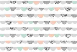 Seamless abstract hand drawn pattern. Arcs, scallops, semicircle doodle geometric background. Pastel colors. vector