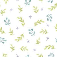 Leaves and branches vector pattern in hand drawn watercolor style. Delicate seamless background.