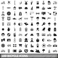 100 bicycle icons set, simple style vector