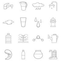 Water icon set outline vector