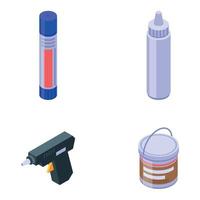 Glue icons set, isometric style vector