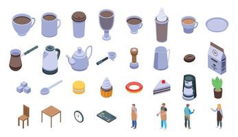 Barista icons set, isometric style vector