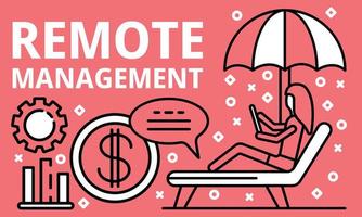 Remote management banner, outline style vector