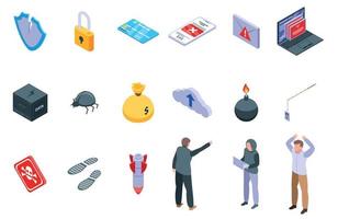 Fraud icons set, isometric style vector