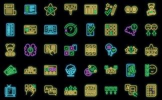 Quiz icons set outline vector. Bubble poll vector neon