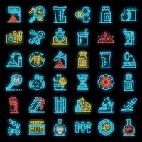 Chemical laboratory experiment icons set vector neon