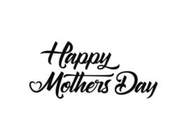 Happy Mother's Day Card. Black Text Handwritten Lettering Calligraphy isolated on White Background. Flat Vector Design Template Element for Greeting Cards.