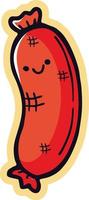 cute and trendy cartoon sausage character illustration vector