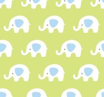 Vector seamless elephants pattern. Cute green and blue texture background.