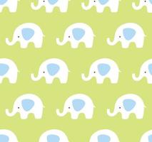 Vector seamless elephants pattern. Cute green and blue texture background.