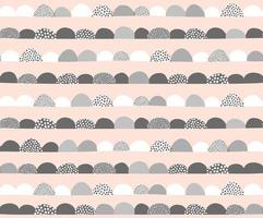 Hand drawn abstract vector pattern in scandinavian style. Doodle semicircle, scallops, arc, seamless background.