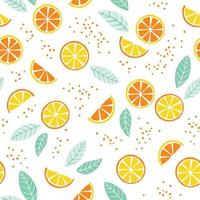 Seamless pattern with lemon and orange slices. Cute citrus summer background . vector