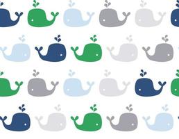 Cute whale vector pattern. Seamless background in scandinavian style. Baby boy print.