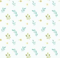 Leaves and branches vector pattern in hand drawn watercolor style. Delicate seamless background.