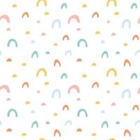 Cute geometric abstract pattern. Hand drawn rainbow arc vector seamless background in doodle style. Bright colors. Semi circle doodle shape.