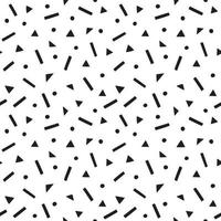 Geometric vector pattern in memphis style. Abstract seamless background with shapes, dots, rectangles, triangles.