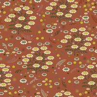 Seamless floral pattern on warm brown background. vector