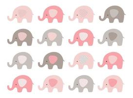 Cute elephant vector set