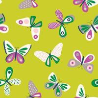 Butterflies vector pattern. Colorful spring background.