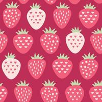 Strawberry pattern. Vector fruit seamless background print. Summer berry illustration.