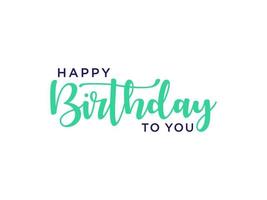 Happy Birthday Card. Fortuna Green Text Lettering Handwriting Calligraphy isolated on White Background. Flat Vector Illustration Design Template Element for Greeting Cards.