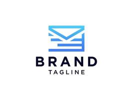 logotipo de correo de entrega urgente. forma de degradado azul con píxel aislado sobre fondo blanco. utilizable para logotipos de negocios y tecnología. elemento de plantilla de diseño de logotipo de vector plano.