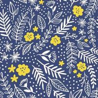 Floral pattern in doodle style. Seamless background with flowers and leaves. vector