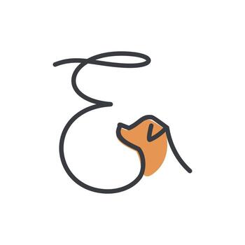 logotipo inicial del perro e vector