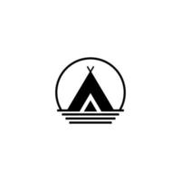 Letter A Camping with circle logo icon vector