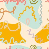 abstract lines shapes trendy seamless hand drawn pattern vector