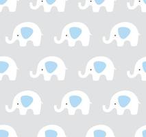Vector elephants pattern. Cute elephant seamless background. Blue, gray and white pattern.