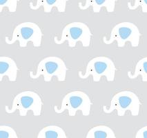 Vector elephants pattern. Cute elephant seamless background. Blue, gray and white pattern.